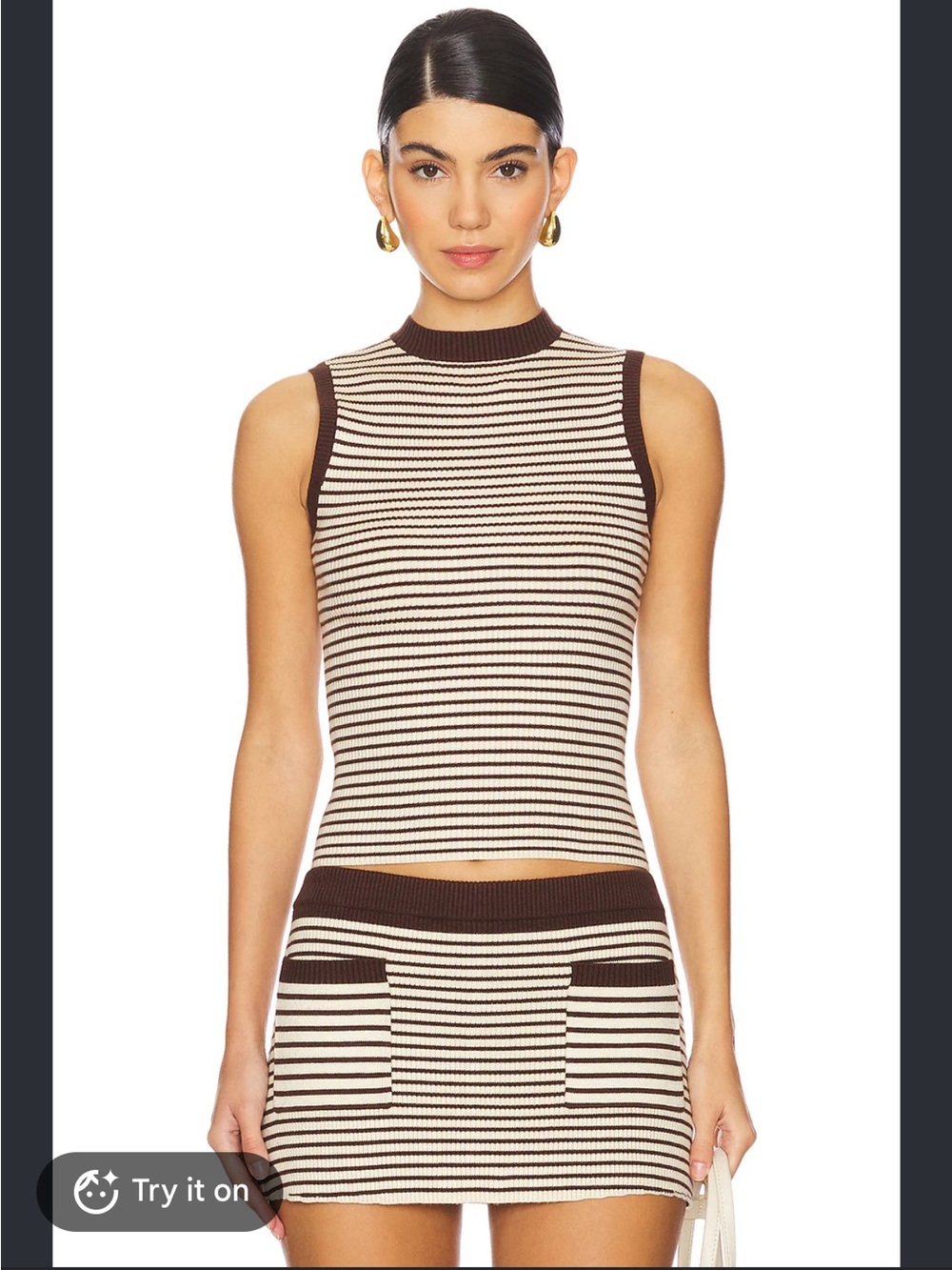 Frankies Bikinis - Mila Cloud Knit Sleeveless Sweater Top in 70s Stripe